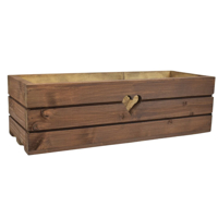 Dřevěný truhlík z masivu srdce - hnědý 50 cm