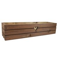 Dřevěný truhlík z masivu srdce - hnědý 70 cm