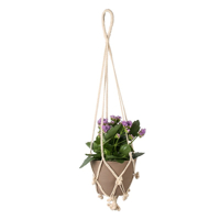 Makramé závěsný květináč z bavlny – krémový, ruční práce, boho styl | Proutídekorace.cz