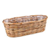 Ratanový truhlík 42 cm na balkonové květiny – přírodní dekorace